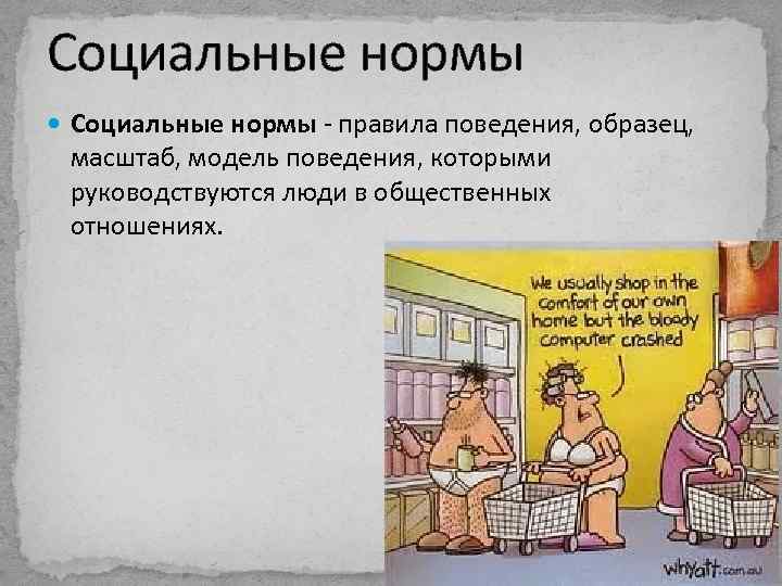 Социальные нормы - правила поведения, образец, масштаб, модель поведения, которыми руководствуются люди в общественных