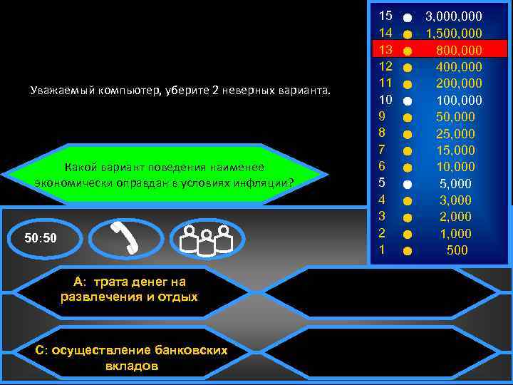 Уважаемый компьютер, уберите 2 неверных варианта. Какой вариант поведения наименее экономически оправдан в условиях