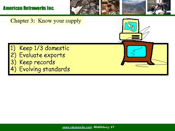 American Retroworks Inc. Chapter 3: Know your supply 1) 2) 3) 4) Keep 1/3