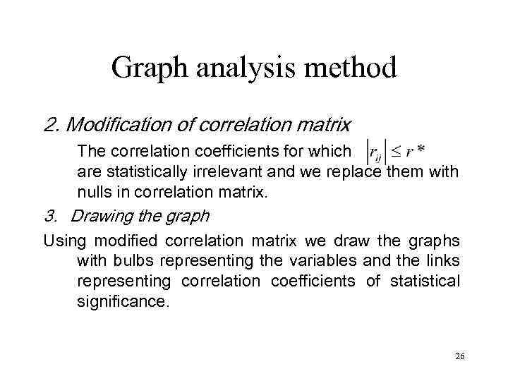 Graph analysis method 2. Modification of correlation matrix The correlation coefficients for which are