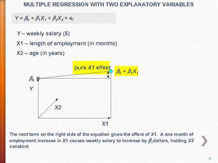 MULTIPLE REGRESSION WITH TWO EXPLANATORY VARIABLES Y = b 0 + b 1 X