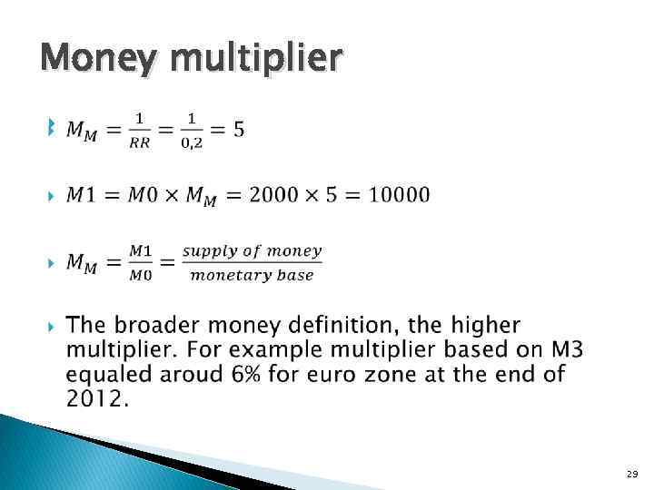 Money multiplier 29 