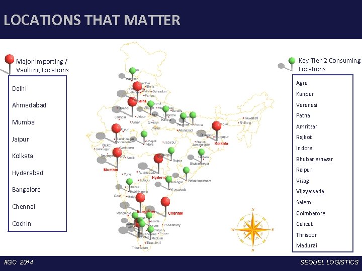 LOCATIONS THAT MATTER Major Importing / Vaulting Locations Delhi Ahmedabad Mumbai Jaipur Kolkata Key