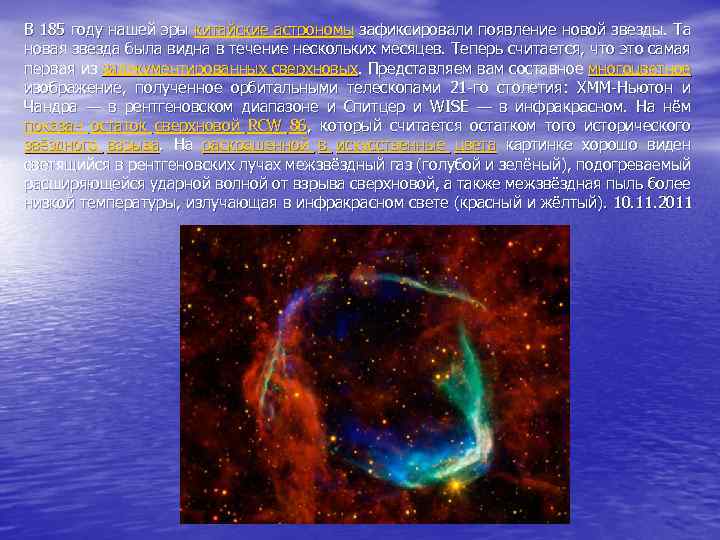 В 185 году нашей эры китайские астрономы зафиксировали появление новой звезды. Та новая звезда
