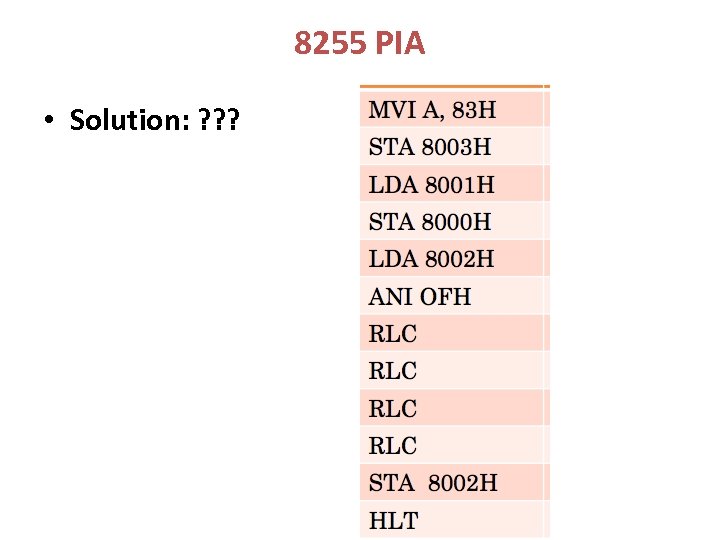 8255 PIA • Solution: ? ? ? 