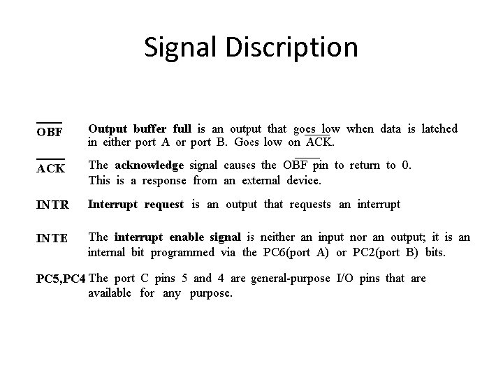 Signal Discription 