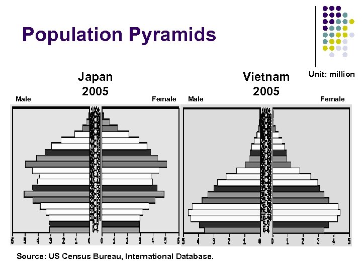 Population Pyramids Male Japan 2005 Female Male Source: US Census Bureau, International Database. Vietnam
