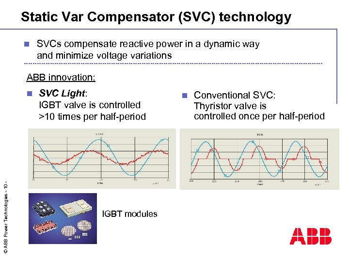 Static Var Compensator (SVC) technology n SVCs compensate reactive power in a dynamic way