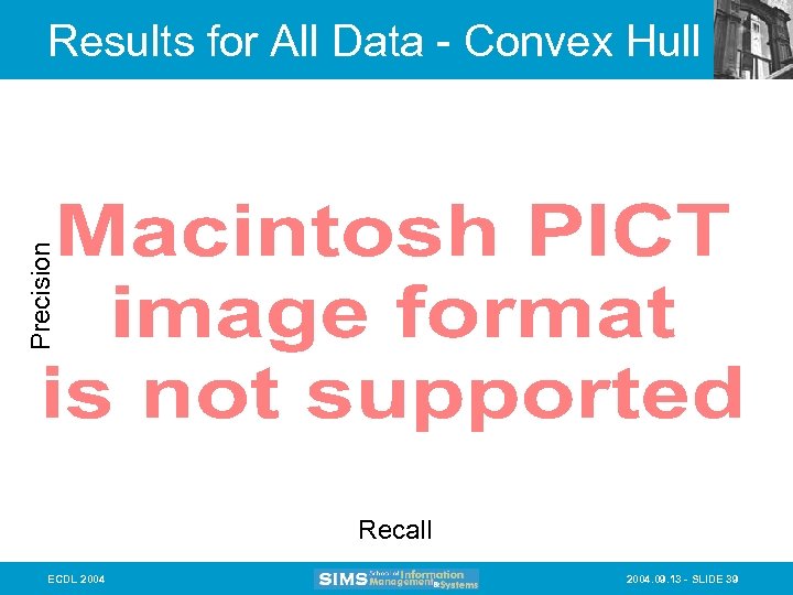 Precision Results for All Data - Convex Hull Recall ECDL 2004. 09. 13 -