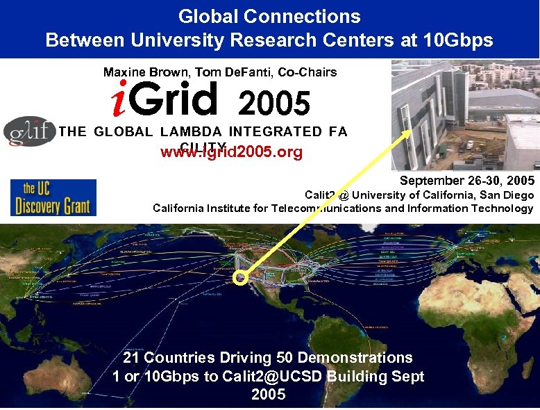 Global Connections Between University Research Centers at 10 Gbps Maxine Brown, Tom De. Fanti,