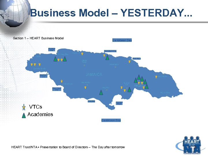 Business Model – YESTERDAY. . . Section 1 – HEART Business Model VTCs Academies