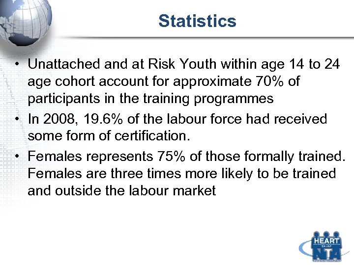 Statistics • Unattached and at Risk Youth within age 14 to 24 age cohort