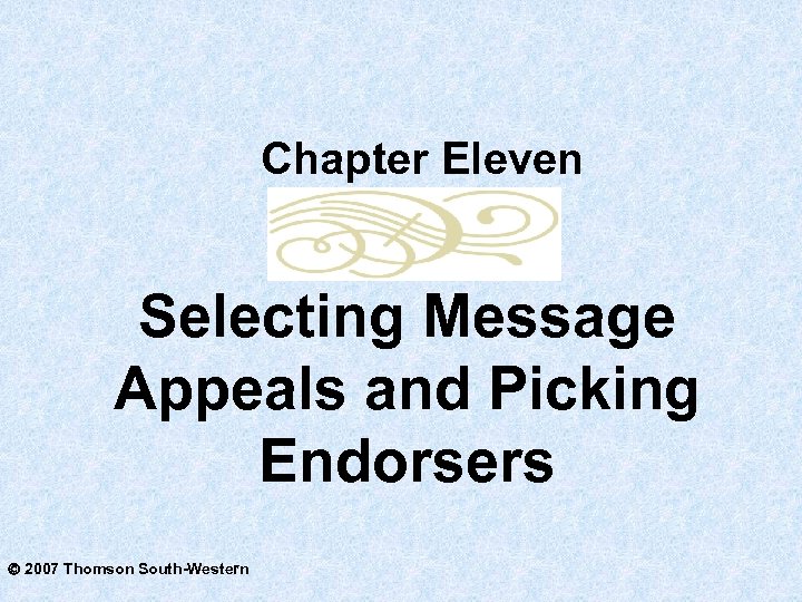 Chapter Eleven Selecting Message Appeals and Picking Endorsers 2007 Thomson South-Western 