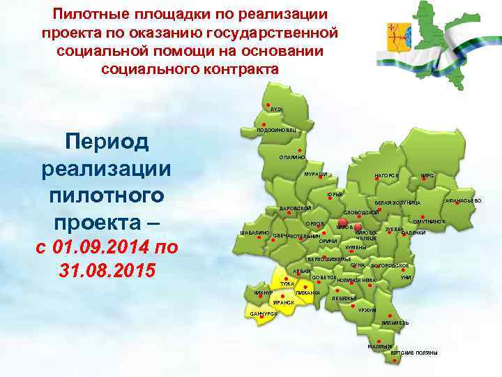 Пилотные площадки по реализации проекта по оказанию государственной социальной помощи на основании социального контракта