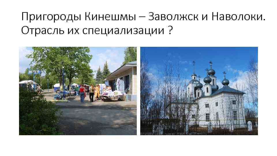Пригороды Кинешмы – Заволжск и Наволоки. Отрасль их специализации ? 