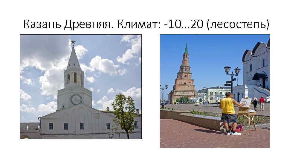 Казань Древняя. Климат: -10… 20 (лесостепь) 