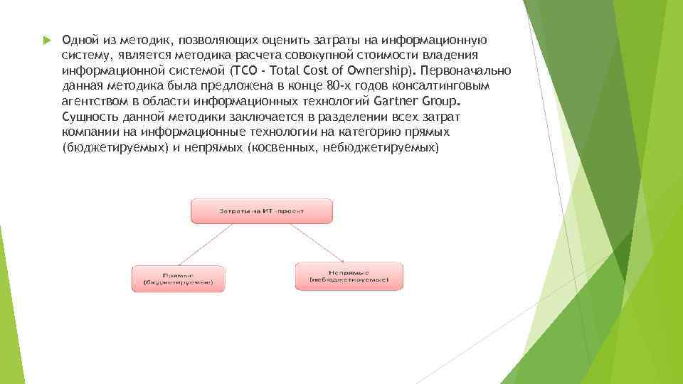  Одной из методик, позволяющих оценить затраты на информационную систему, является методика расчета совокупной