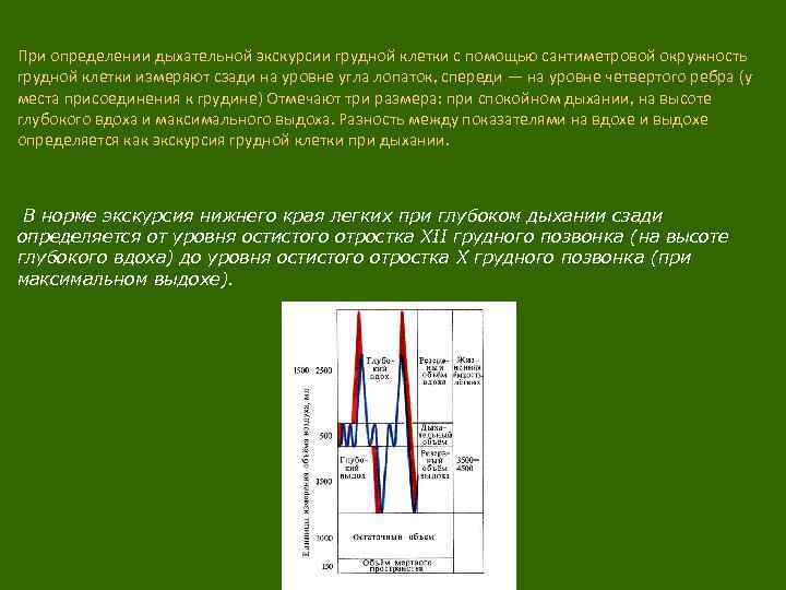 При определении дыхательной экскурсии грудной клетки с помощью сантиметровой окружность грудной клетки измеряют сзади