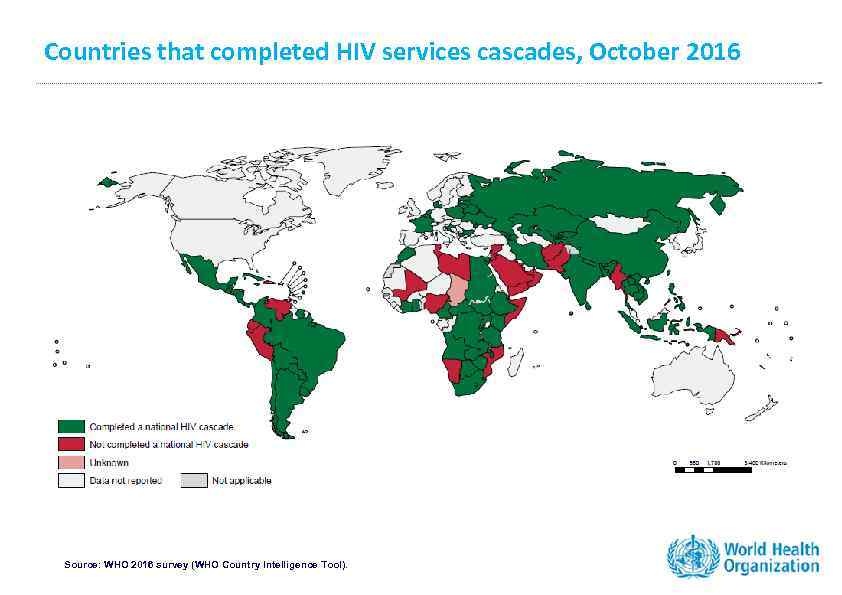 Countries that completed HIV services cascades, October 2016 Source: WHO 2016 survey (WHO Country