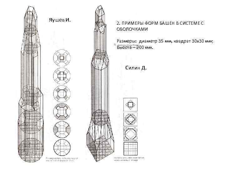 Яушев И. 2. ПРИМЕРЫ ФОРМ БАШЕН В СИСТЕМЕ С ОБОЛОЧКАМИ Размеры: диаметр 35 мм,