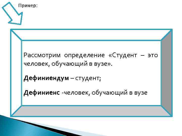 Рассмотрено определение. Дефиниенс. Дефиниендум и дефиниенс. Дефиниенс это в логике. Студент это определение.