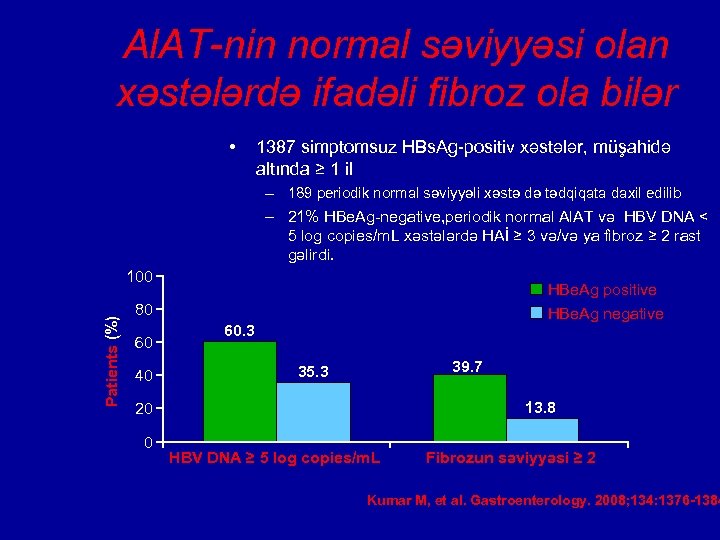 Al. AT-nin normal səviyyəsi olan xəstələrdə ifadəli fibroz ola bilər • 1387 simptomsuz HBs.