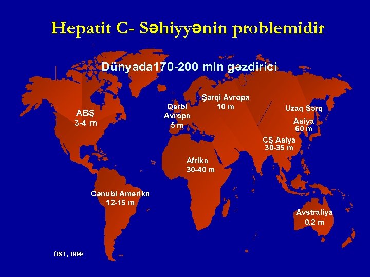 Hepatit C- Səhiyyənin problemidir Dünyada 170 -200 mln gəzdirici ABŞ 3 -4 m Qərbi