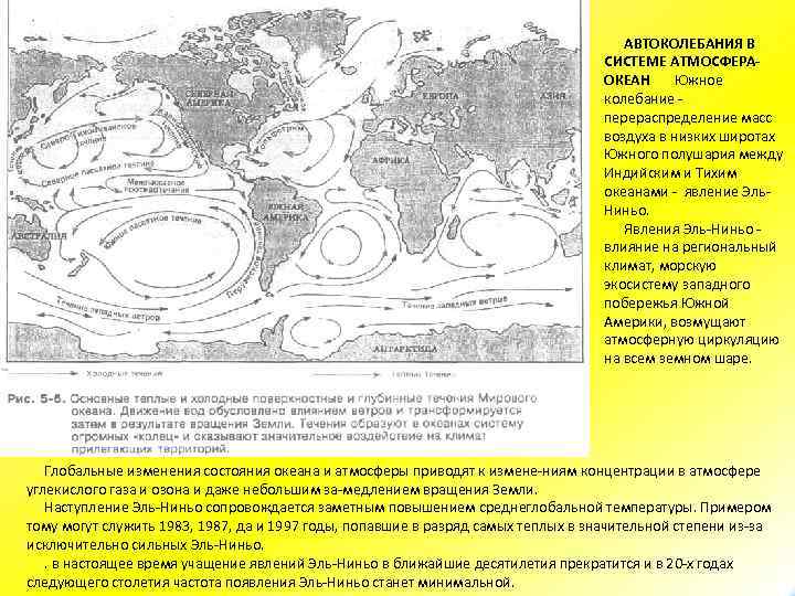 АВТОКОЛЕБАНИЯ В СИСТЕМЕ АТМОСФЕРА ОКЕАН Южное колебание перераспределение масс воздуха в низких широтах Южного