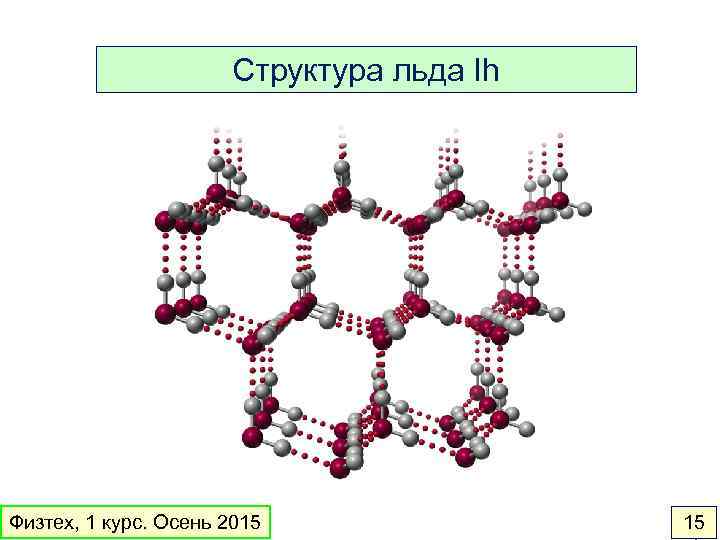 Структура льда Ih Физтех, 1 курс. Осень 2015 15 