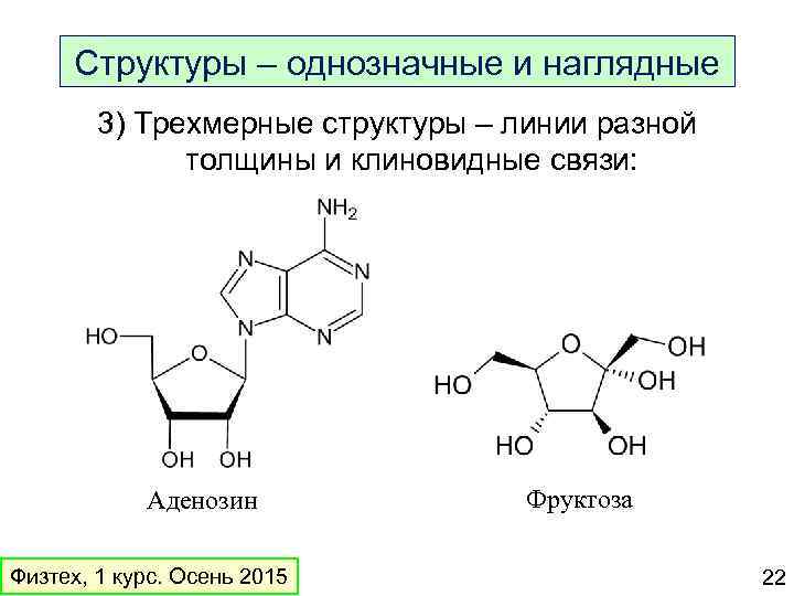 Структуры – однозначные и наглядные 3) Трехмерные структуры – линии разной толщины и клиновидные