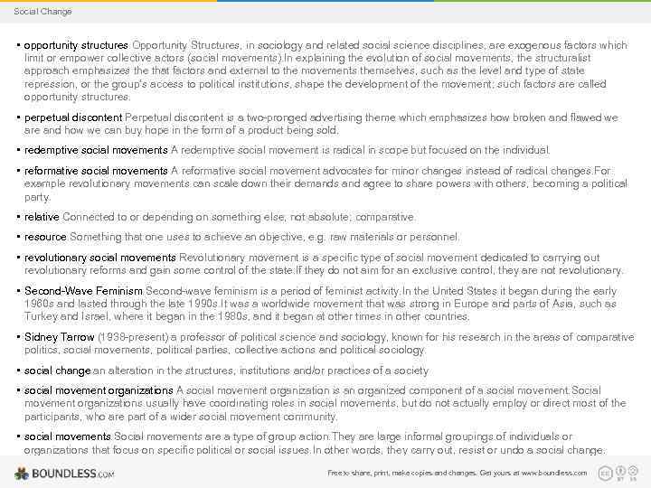 Social Change • opportunity structures Opportunity Structures, in sociology and related social science disciplines,