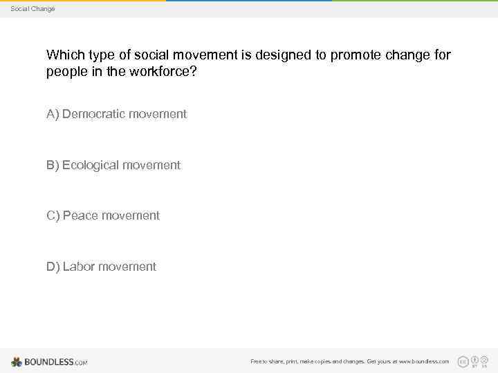 Social Change Which type of social movement is designed to promote change for people