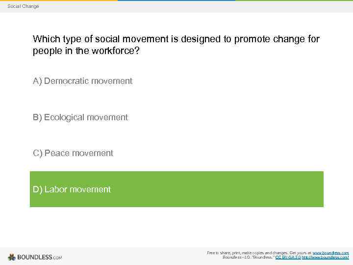 Social Change Which type of social movement is designed to promote change for people