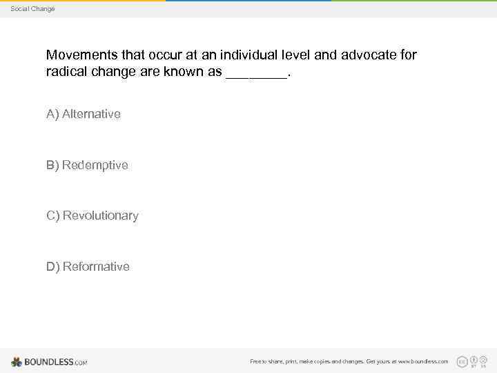 Social Change Movements that occur at an individual level and advocate for radical change