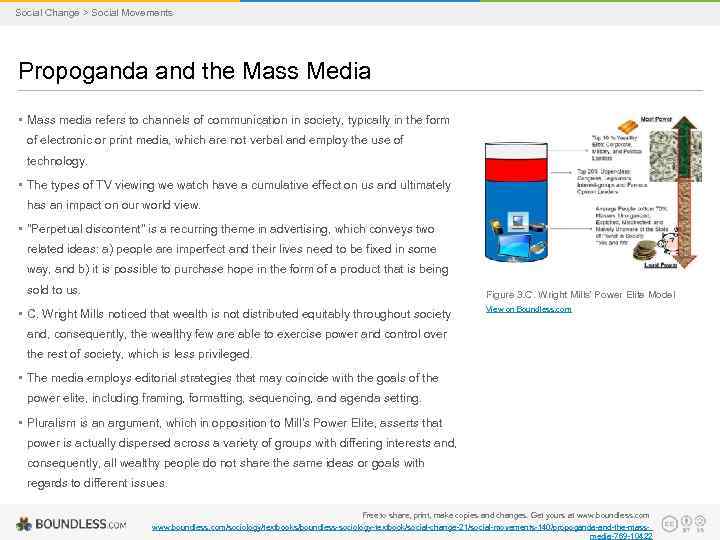 Social Change > Social Movements Propoganda and the Mass Media • Mass media refers