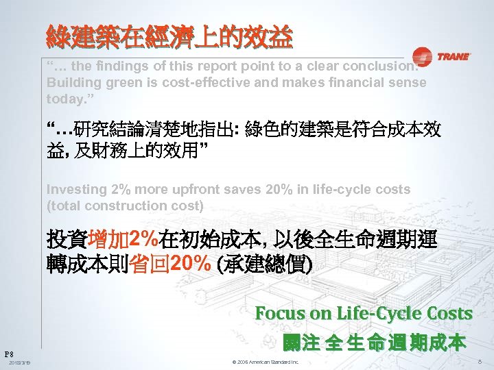 綠建築在經濟上的效益 “… the findings of this report point to a clear conclusion: Building green