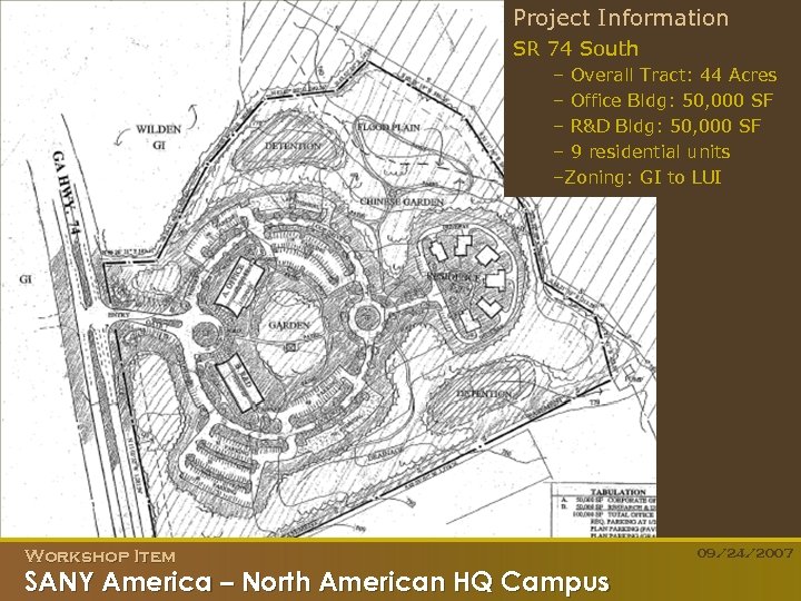 Project Information SR 74 South – Overall Tract: 44 Acres – Office Bldg: 50,