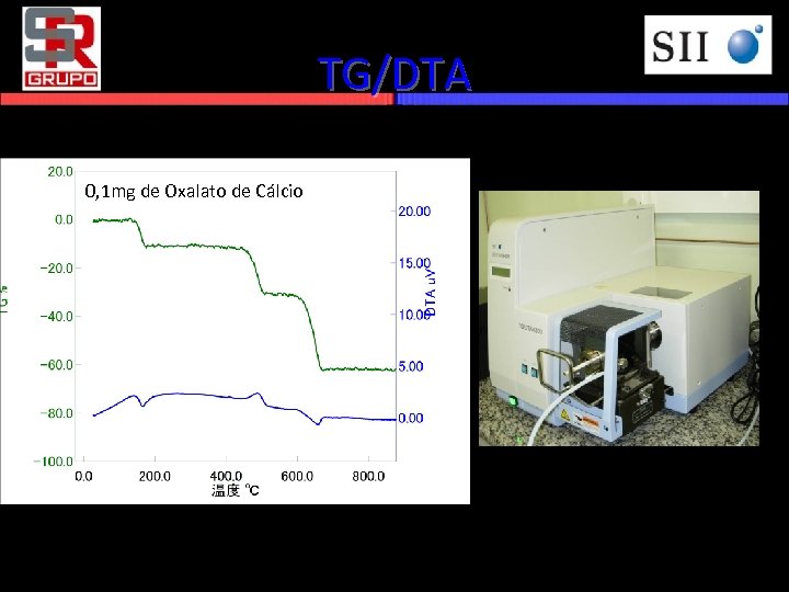 TG/DTA 0, 1 mg de Oxalato de Cálcio 