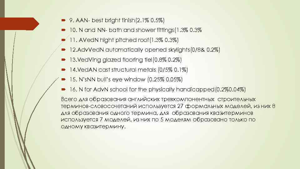  9. AAN- best bright finish(2. 1% 0. 5%) 10. N and NN- bath