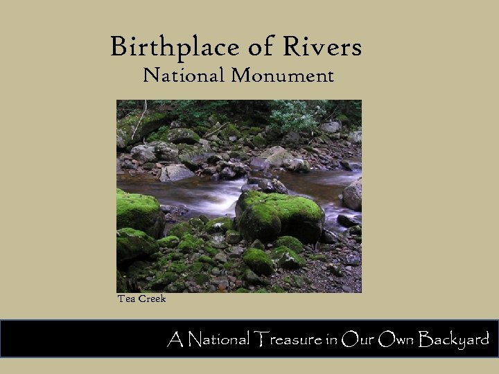 Birthplace of Rivers National Monument Tea Creek A National Treasure in Our Own Backyard