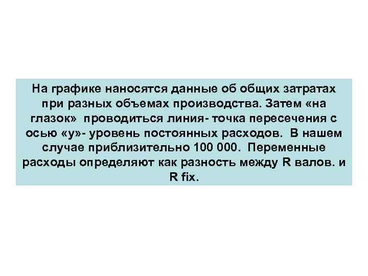 На графике наносятся данные об общих затратах при разных объемах производства. Затем «на глазок»