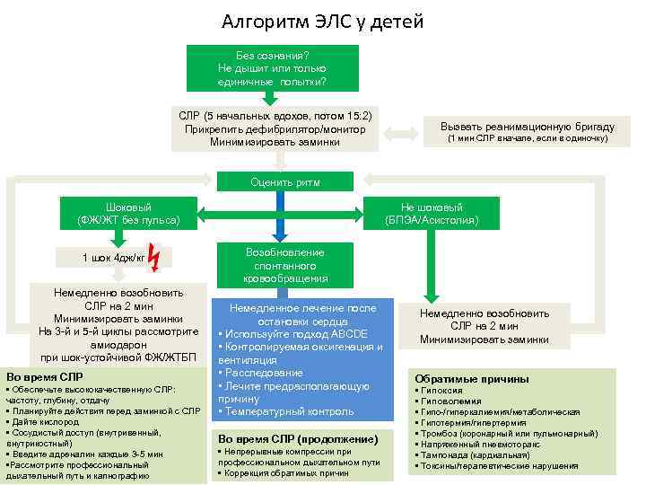 Алгоритм ЭЛС у детей Без сознания? Не дышит или только единичные попытки? СЛР (5