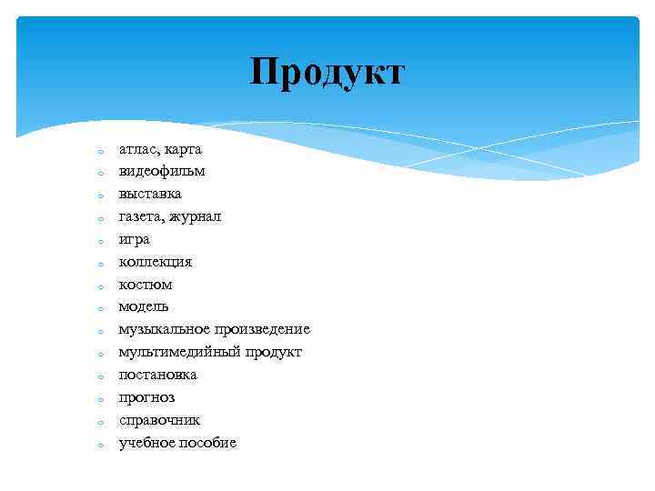Продукт o o o o атлас, карта видеофильм выставка газета, журнал игра коллекция костюм