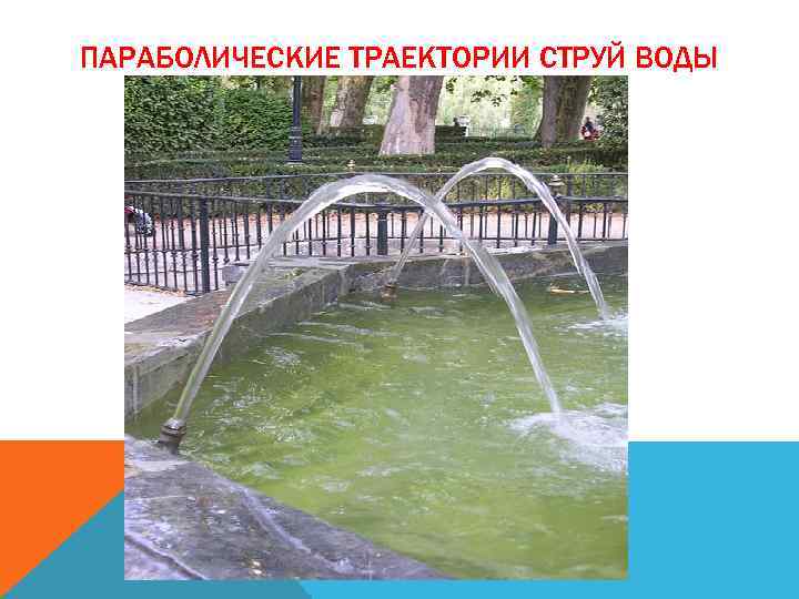 ПАРАБОЛИЧЕСКИЕ ТРАЕКТОРИИ СТРУЙ ВОДЫ 