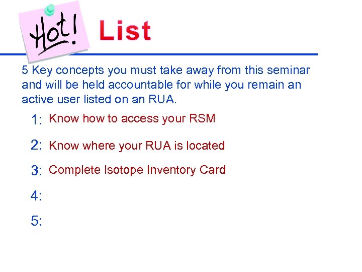 5 Key concepts you must take away from this seminar and will be held