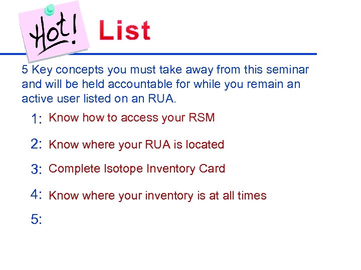 5 Key concepts you must take away from this seminar and will be held