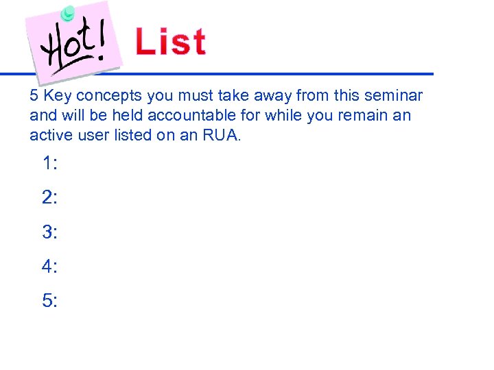 5 Key concepts you must take away from this seminar and will be held