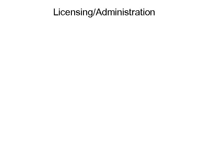 Licensing/Administration 