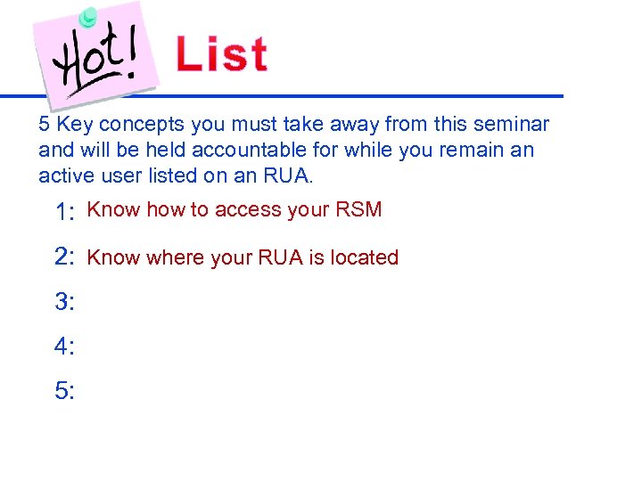 5 Key concepts you must take away from this seminar and will be held