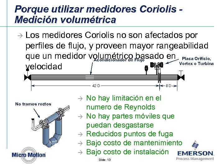 Porque utilizar medidores Coriolis Medición volumétrica à Los medidores Coriolis no son afectados por
